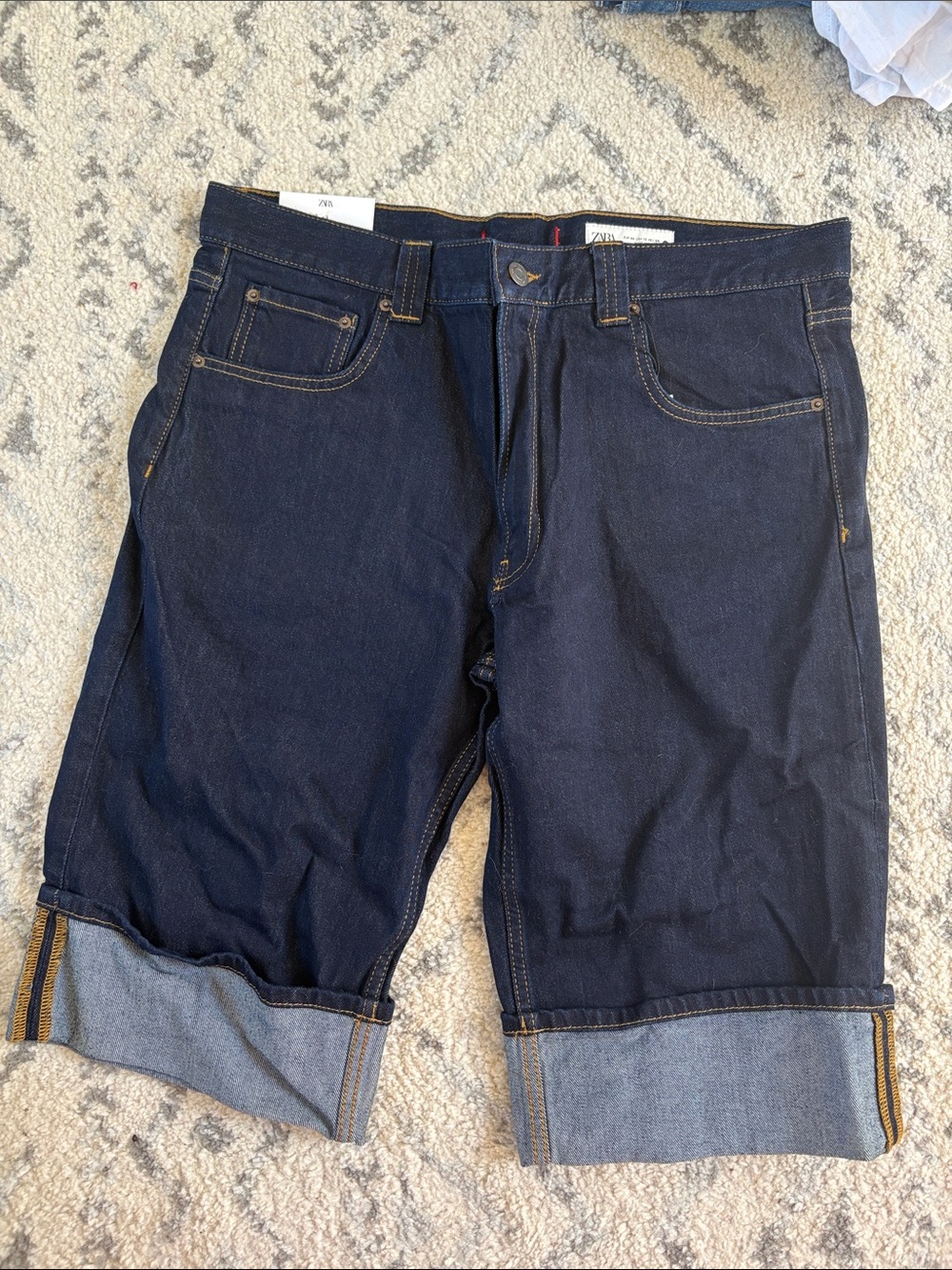 Zara Women’s Dark Indigo Denim Cuffed Shorts
